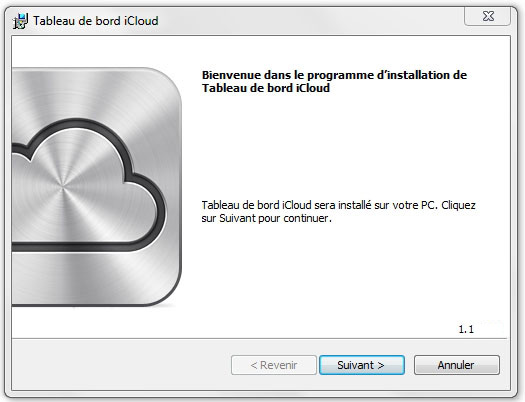 Tableau de bord iCloud pour Windows en version 1.1