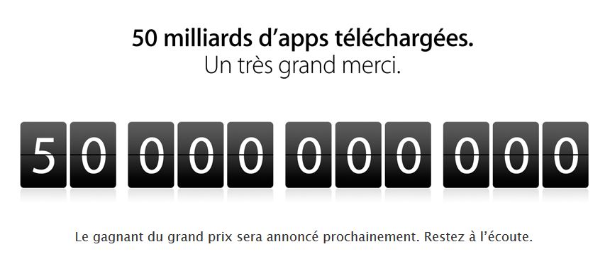 Apple atteint les 50 milliards de téléchargements sur l'AppStore