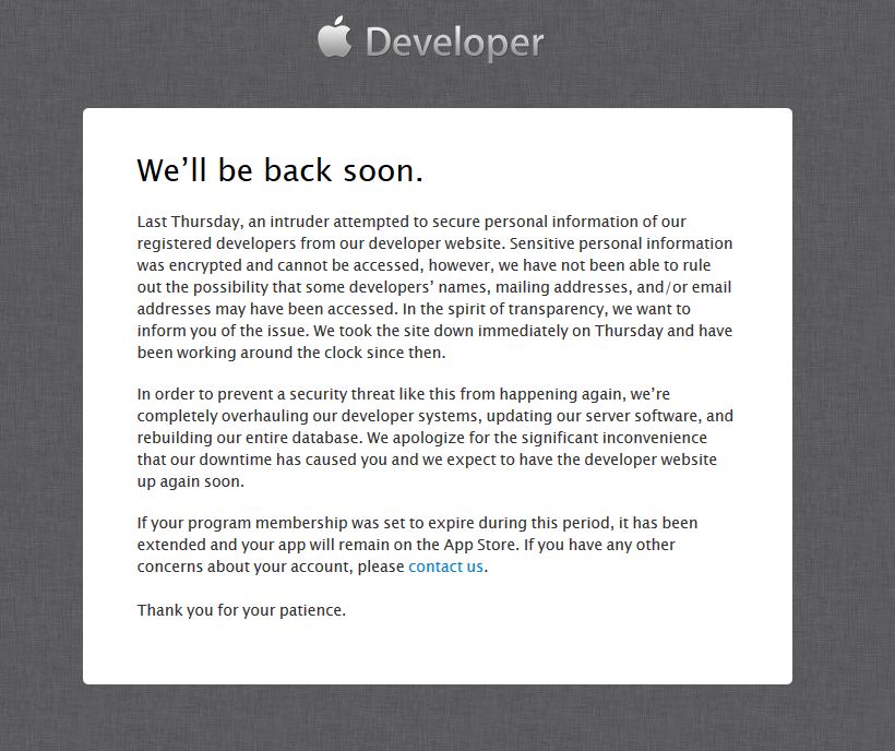 Site développeur d'Apple