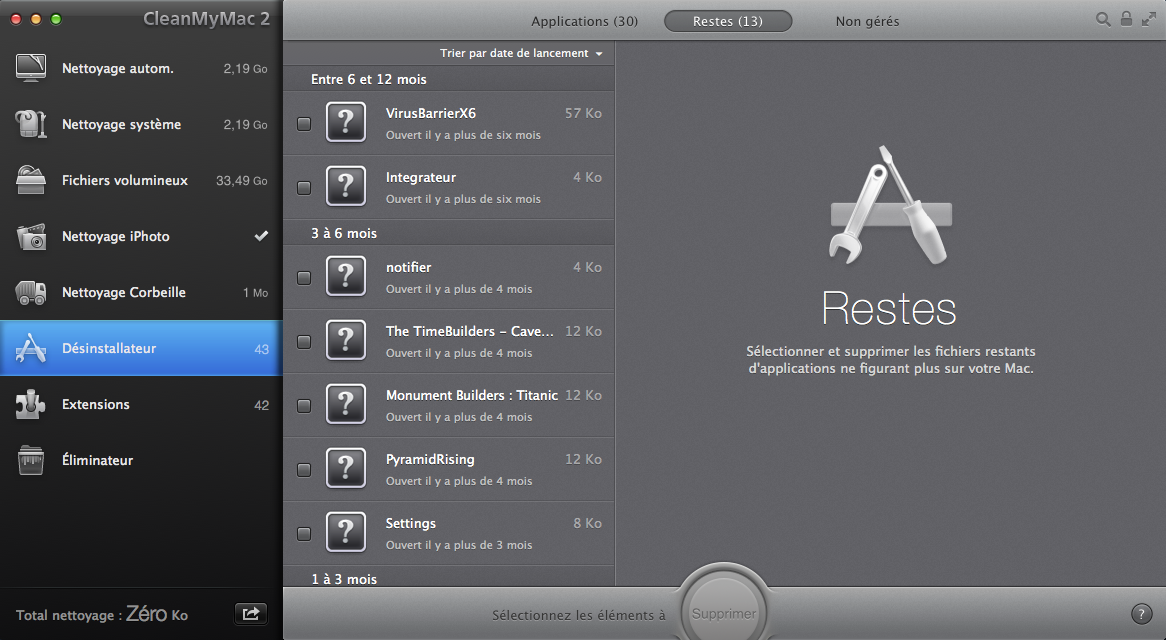 CleanMyMac 2 désinstalleur
