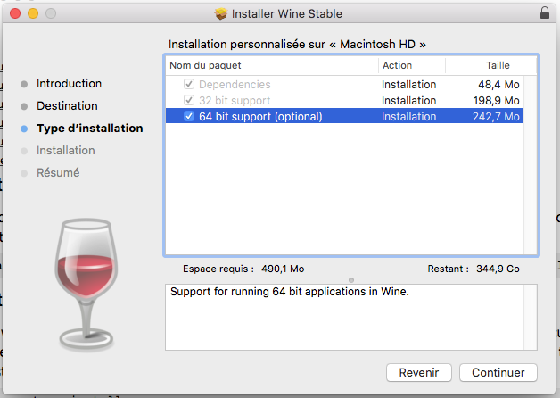 Installation wine sur mac